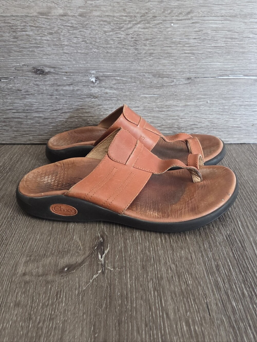 Chaco Leather Slide Sandals - Brown - Size 7